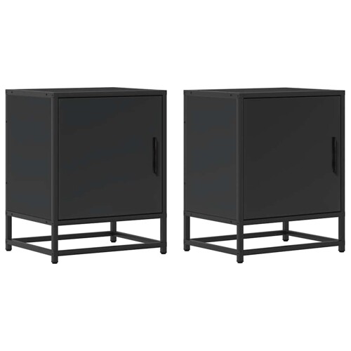 Noćni ormarići 2 kom crni 40x31x50 cm Konstruirano drvo i metal - NOVO