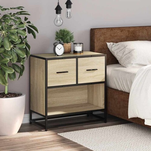 Noćni ormarić Sonoma hrast 60x31x60cm Konstruirano drvo i metal - NOVO