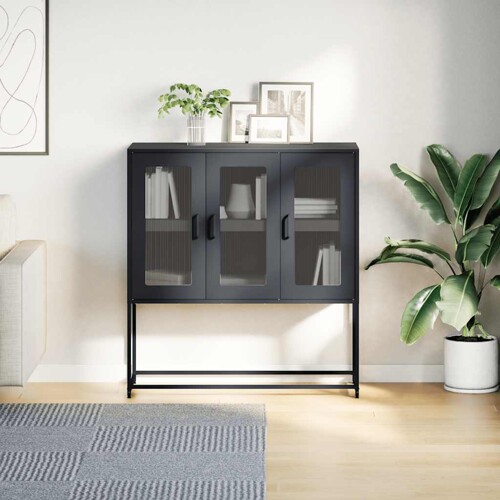 Komoda crna 100,5 x 39 x 107 cm od hladno valjanog čelika - NOVO