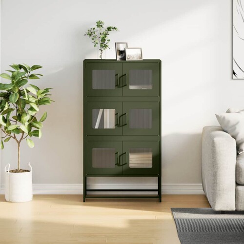 Visoka ploča maslinasto zelena 68x39x123 cm čelik - NOVO