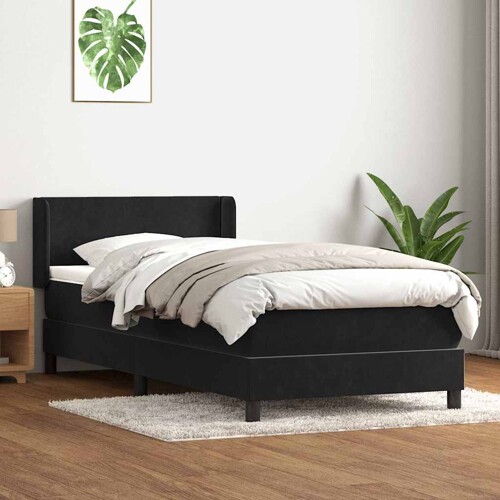Box spring krevet s madracem crni 90x220 cm baršunasti - NOVO