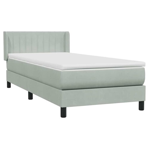 Box Spring krevet s madracem svijetlo sivi 90x220 cm baršun - NOVO