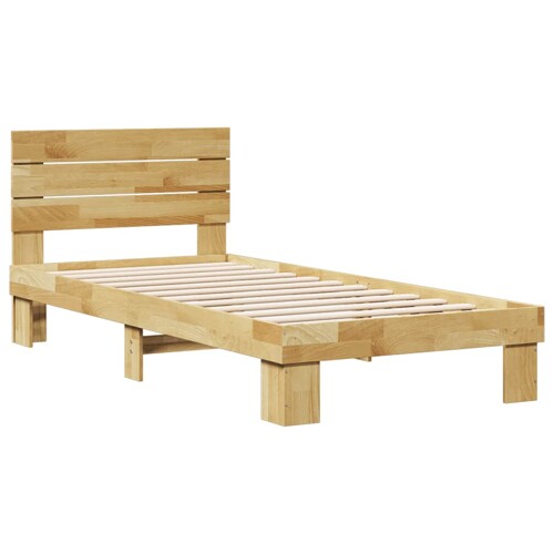 Okvir kreveta uzglavljem bez madraca 75x190 cm puno drvo hrast - NOVO