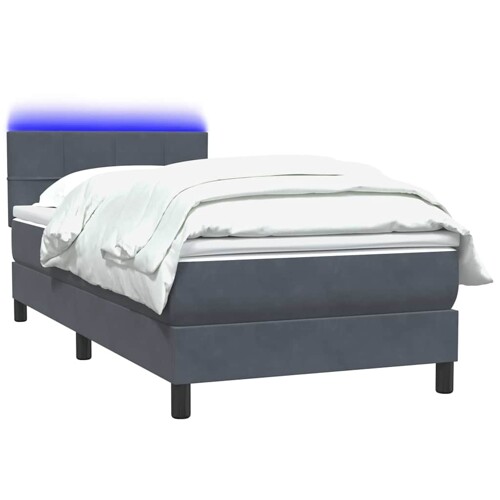 Box spring krevet s madracem tamnosivi 90x220 cm baršunasti - NOVO