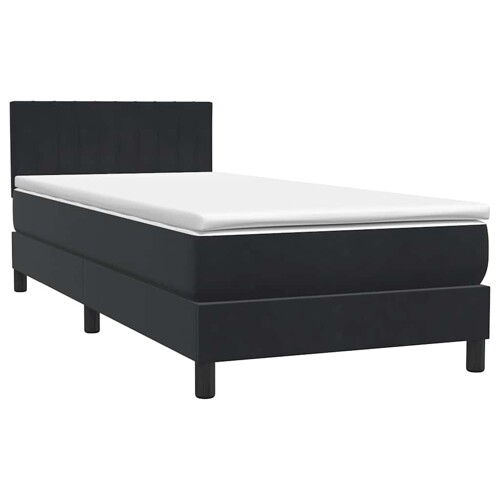 Box spring krevet s madracem crni 90x210 cm baršunasti - NOVO