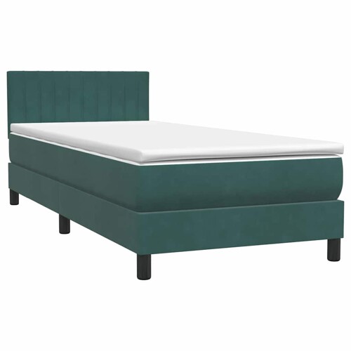 Box Spring krevet s madracem tamnozeleni 90x220 cm baršun - NOVO