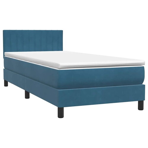 Box spring krevet s madracem tamnoplavi 80x220 cm baršunasti - NOVO