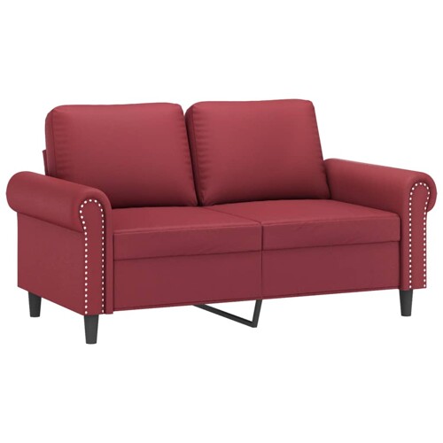 2-dijelni set sofa s jastucima boja vina od umjetne kože - NOVO
