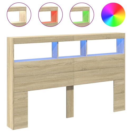 Ormarić za uzglavlje s LED svjetlima boja hrasta 160x17x102 cm - NOVO