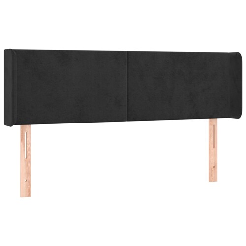 Uzglavlje s ušima crno 147x16x78/88 cm baršunasto - NOVO