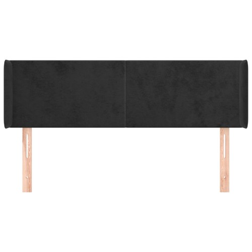 Uzglavlje s ušima crno 147x16x78/88 cm baršunasto - NOVO
