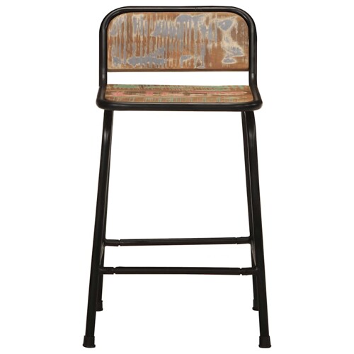 Barski stolci 4 kom 46x35,5x70 cm masivnog obnovljenog drva - NOVO
