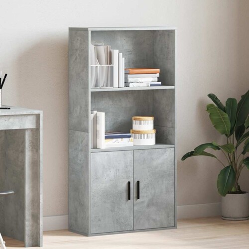 Regal za knjige siva boja betona 60x24x120 cm konstruirano drvo - NOVO