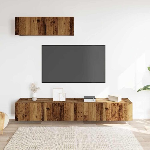 3-dijelni zidni set TV ormarića staro drvo 100x30x30 cm - NOVO