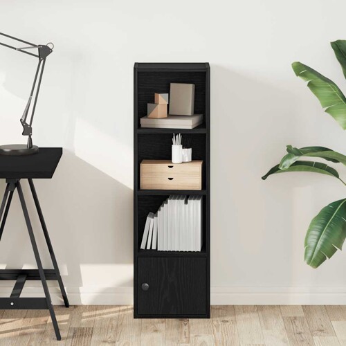 Regal za knjige crni hrasta 31x24x102 cm od konstruiranog drva - NOVO