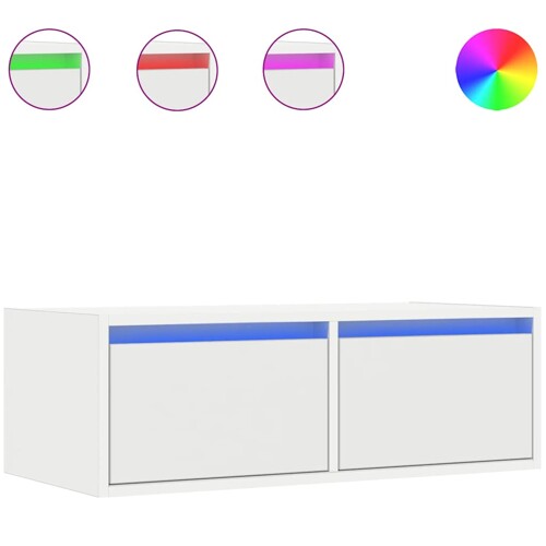 TV ormarić s LED svjetlima bijeli 75x35,5x25 cm - NOVO
