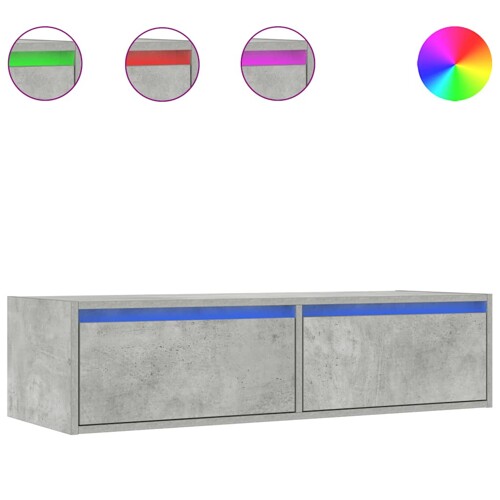 TV ormarić s LED svjetlima siva boja betona 100X35,5x25 cm - NOVO