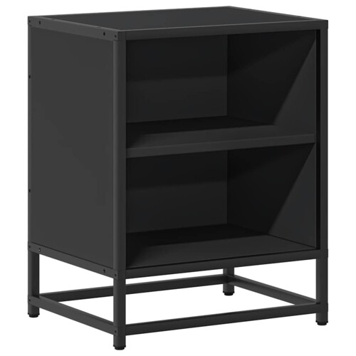 Noćni ormarić crni 40x31x50 cm Konstruirano drvo i metal - NOVO