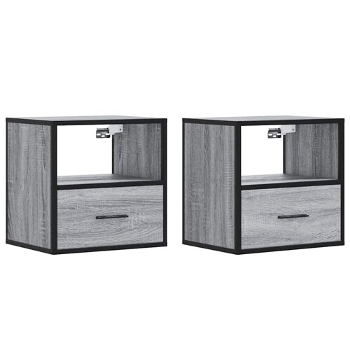 Zidni noćni ormarići 2 kom Sivi Sonoma 40x31x39,5 cm - NOVO