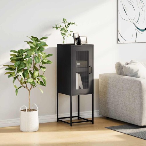 Komoda crna 36x39x107 cm Hladno valjani čelik - NOVO