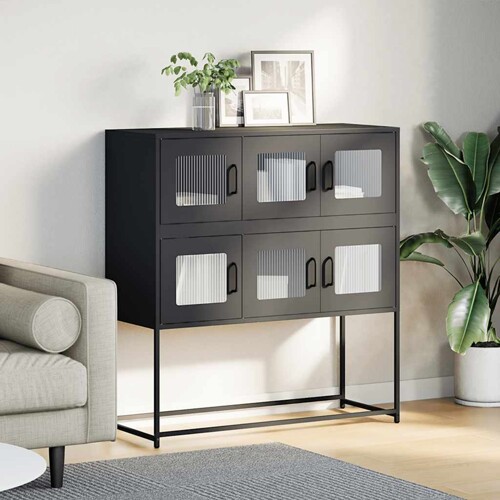 Komoda crna 100,5 x 39 x 107 cm od hladno valjanog čelika - NOVO