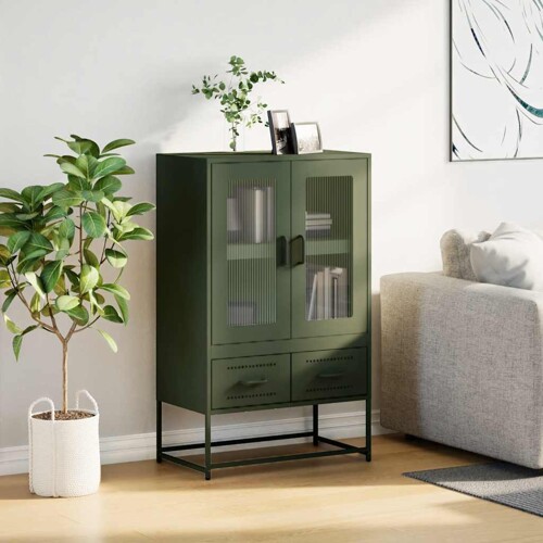 Visoka komoda maslinastozeleni 67 x 39 x 111,5 cm od čelika - NOVO