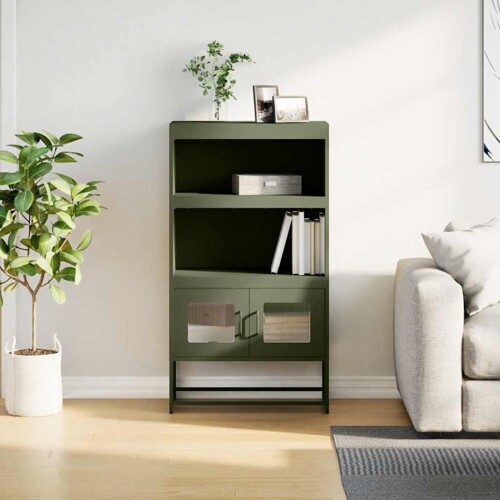 Visoka ploča maslinasto zelena 68x39x123 cm čelik - NOVO