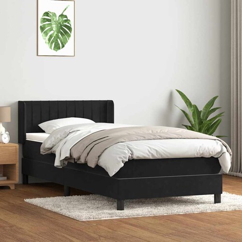 Box spring krevet s madracem crni 90x220 cm baršunasti - NOVO