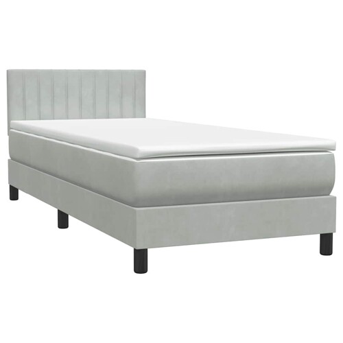 Box Spring krevet s madracem svijetlo sivi 80x220 cm samt - NOVO