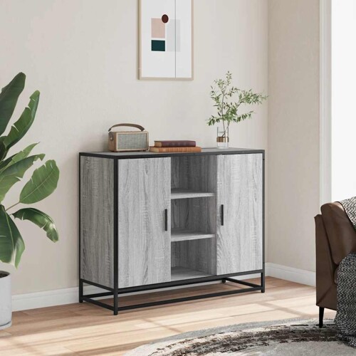 Komoda Siva Sonoma 92x35x76 cm Konstruirano drvo - NOVO