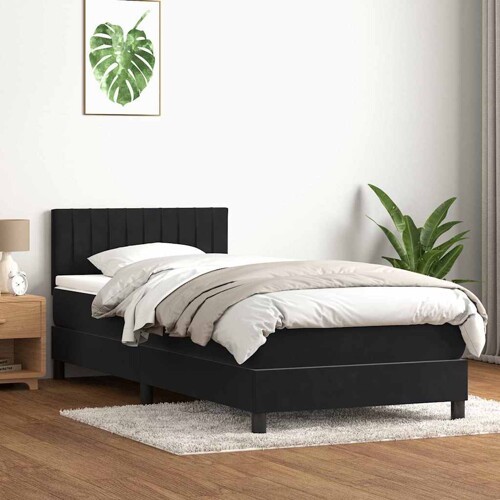 Box spring krevet s madracem crni 90x220 cm baršunasti - NOVO