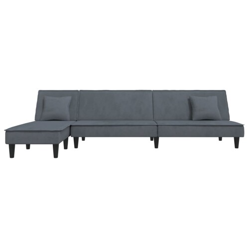 Kutna garnitura na razvlačenje tamnosiva 255x140x70 cm baršun - NOVO