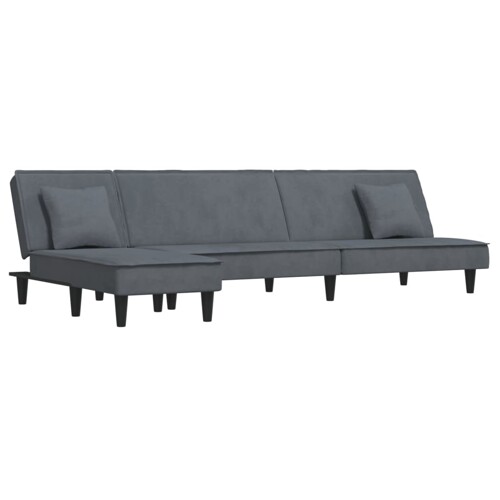 Kutna garnitura na razvlačenje tamnosiva 255x140x70 cm baršun - NOVO