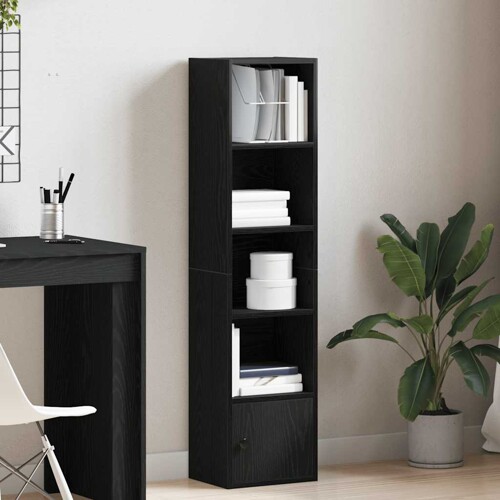 Regal za knjige crni hrasta 31x24x127 cm od konstruiranog drva - NOVO