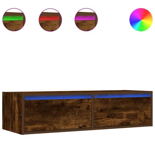 TV ormarić s LED svjetlima boja dimljenog hrasta 100X35,5x25 cm - NOVO