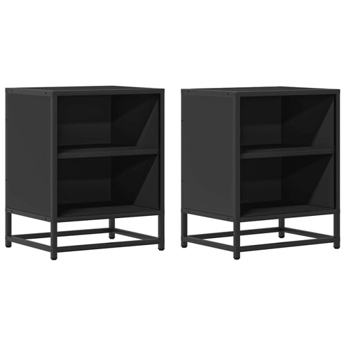 Noćni ormarići 2 kom crni 40x31x50 cm Konstruirano drvo i metal - NOVO