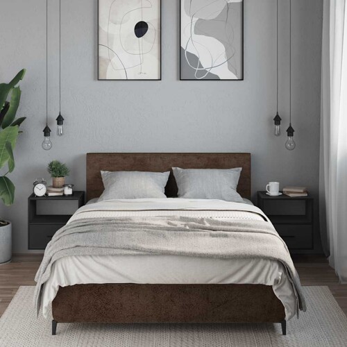 Zidni noćni ormarići 2 kom crni 40x31x39,5 cm - NOVO