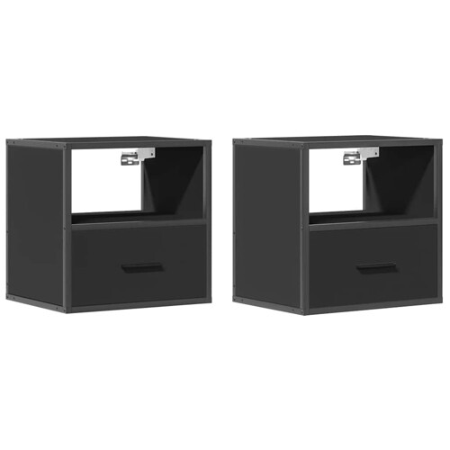 Zidni noćni ormarići 2 kom crni 40x31x39,5 cm - NOVO