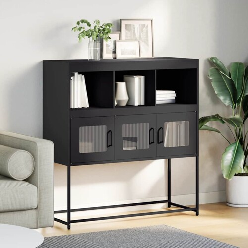 Komoda crna 100,5 x 39 x 107 cm od hladno valjanog čelika - NOVO