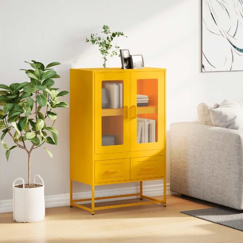 Visoka komoda boja senfa 68x39x111,5 cm od čelika - NOVO