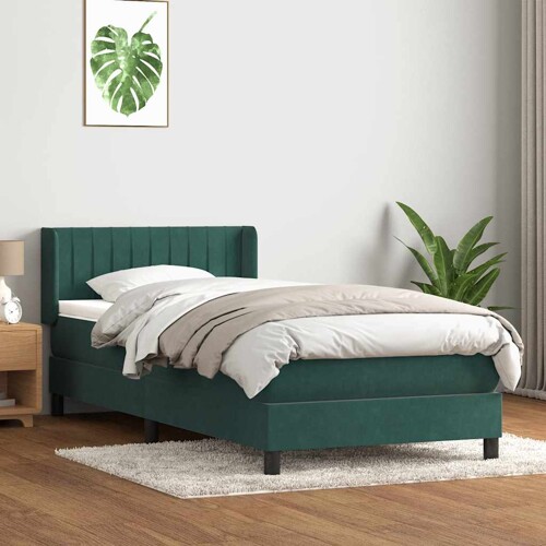 Box Spring krevet s madracem tamnozeleni 90x220 cm baršun - NOVO