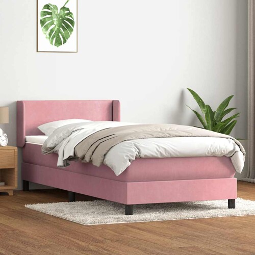 Box spring krevet s madracem ružičasti 90x220 cm baršunasti - NOVO