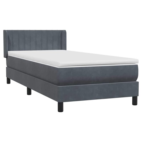 Box spring krevet s madracem tamnosivi 90x220 cm baršunasti - NOVO