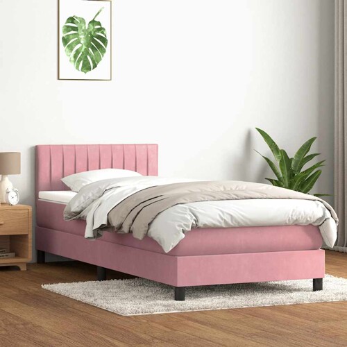 Box spring krevet s madracem ružičasti 80 x 220 cm baršunasti - NOVO