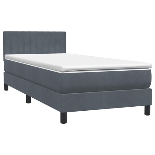 Box spring krevet s madracem tamnosivi 90x220 cm baršunasti - NOVO