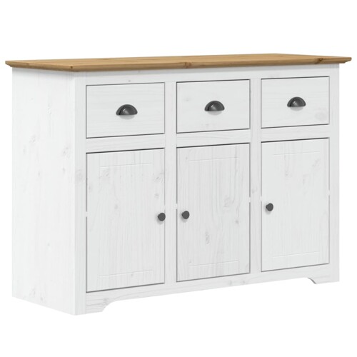 Komoda BODO bijelo-smeđa 115,5 x 44 x 80 cm od masivne borovine - NOVO