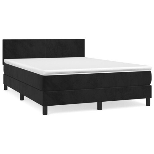 Krevet s oprugama i madracem crni 140 x 190 cm baršunasti - NOVO