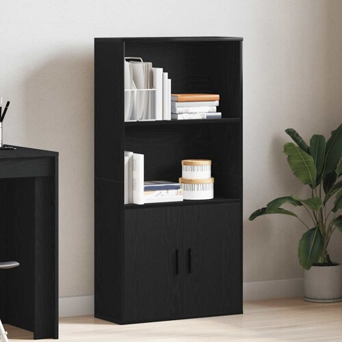Regal za knjige crni hrasta 60x24x120 cm od konstruiranog drva - NOVO