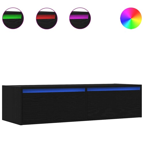 TV ormarić s LED svjetlima crni 100X35,5x25 cm - NOVO