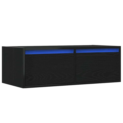 TV ormarić s LED svjetlima crni hrast 75x35,5x25 cm - NOVO